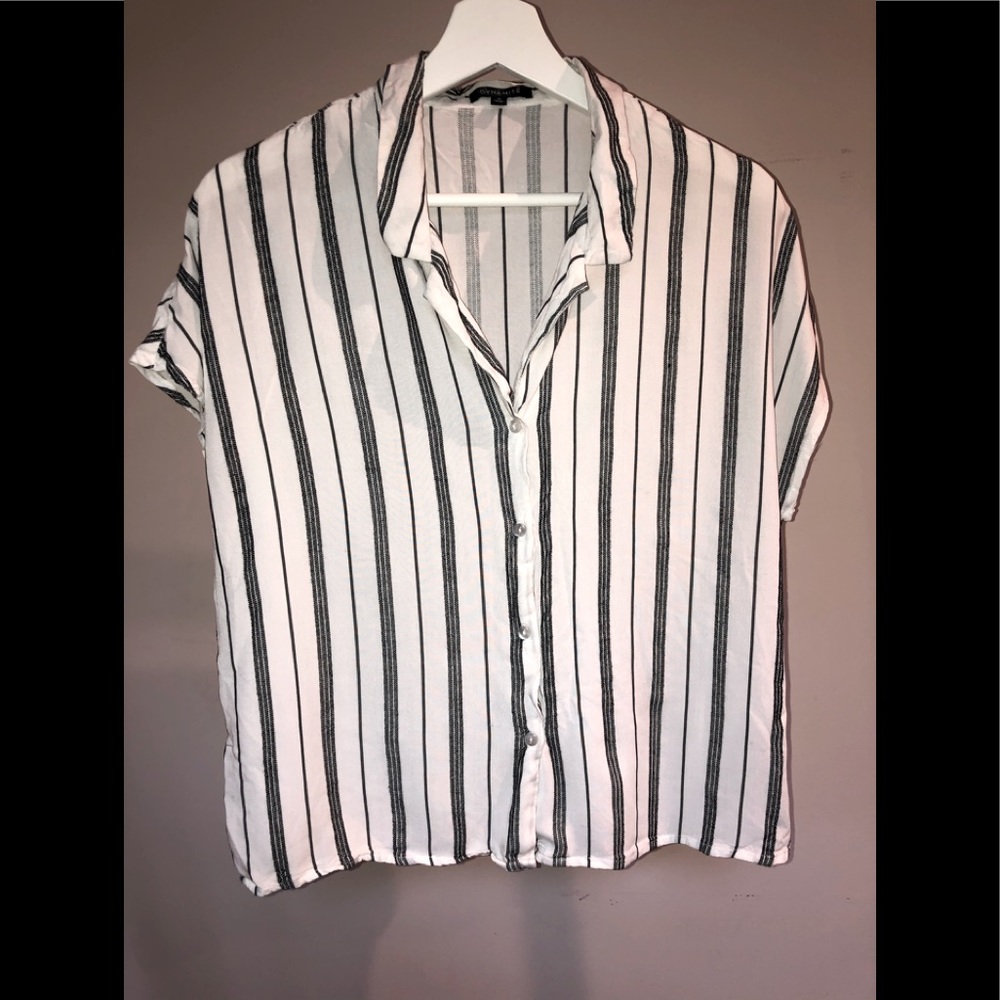 Dynamite White and Black Striped Button Down Top
